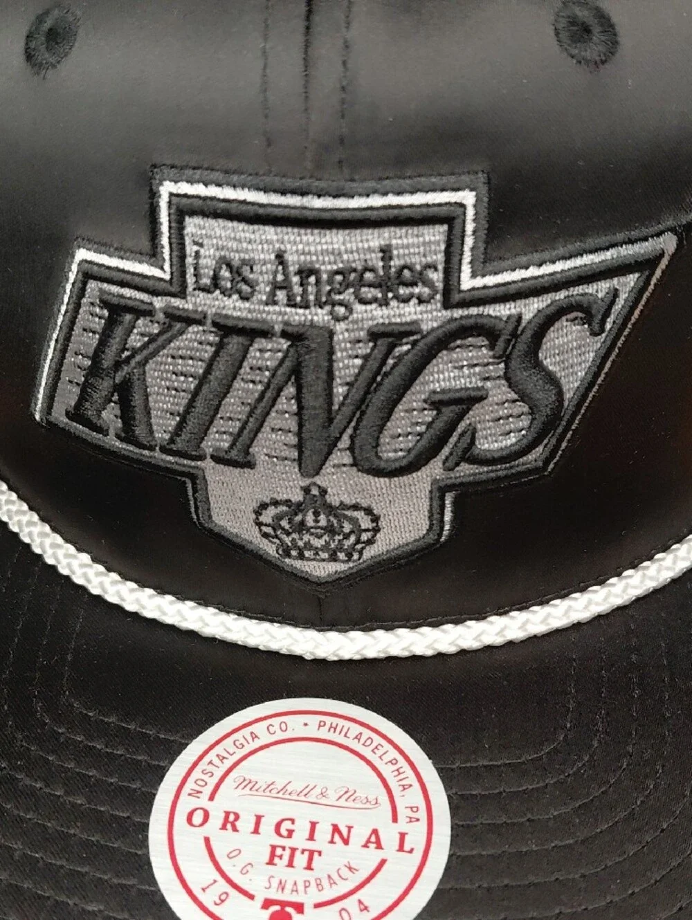 Mitchell & Ness Los Angeles Kings Black and White Rope-Trim Snapback